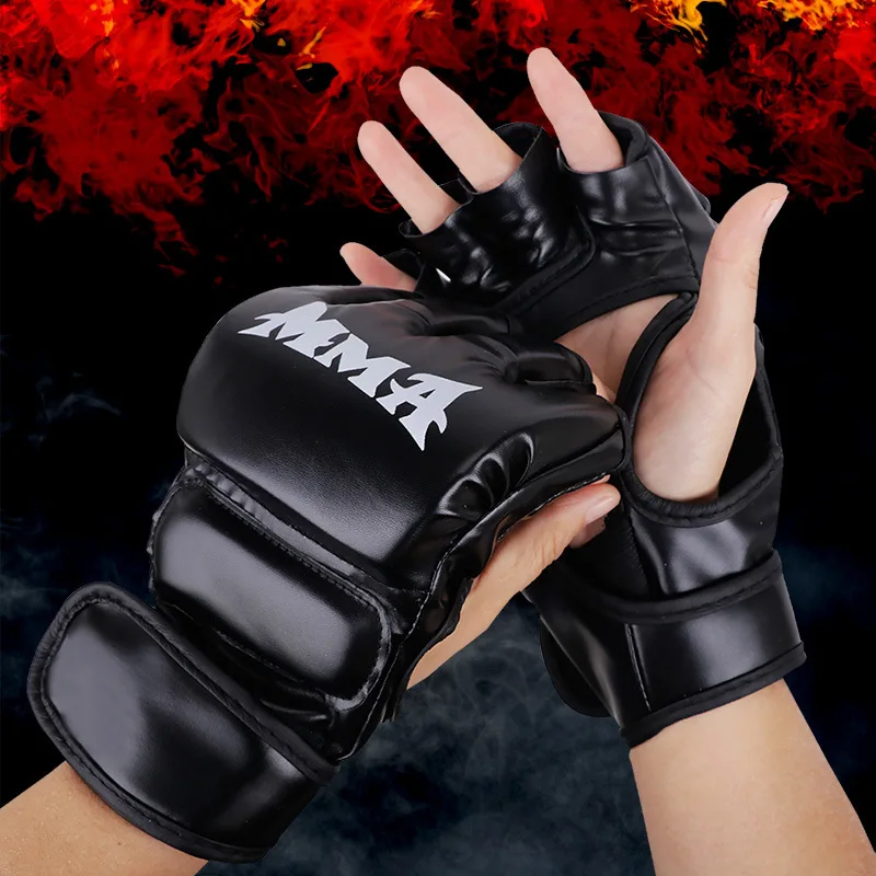 

Thickened Finger MMA Gloves, High Quality Martial Arts Training Gloves, Added Protection with Flexibility, Punch Sparring Gear