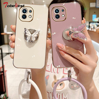 3D Butterfly Ring Phone Holder Plating Case for Xiaomi Mi 13 ULTRA 12 12T 11 10 CC9 Pro Lite 9 A1 A2 6X 5X Silicone Cover