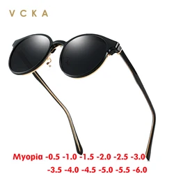 VCKA Women Magnetic Myopia Polarized Sunglasses Men 2025 NEW 2 in 1Clip Glasses Round Frame Optical Lens Eyewear -0.5 to-10