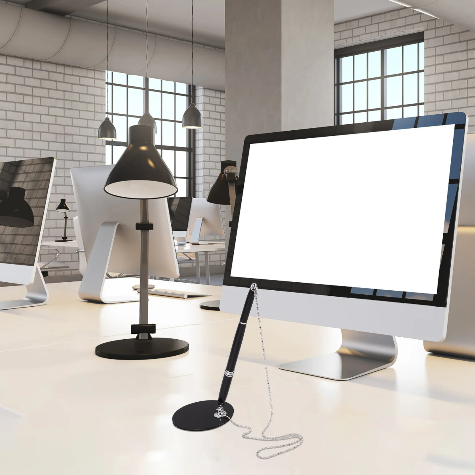 

Настольная ручка с цепочкой, защитный держатель для стойки регистрации банка, офисная стойка регистрации, стальная защита от письма