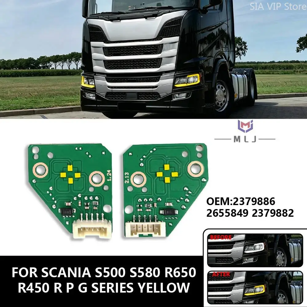 Yellow DRL LED Board For Scania Truck S500 S580 R650 R450 R P G Series 2655849 2379882 2379886 Light Source Chip Car Accessories