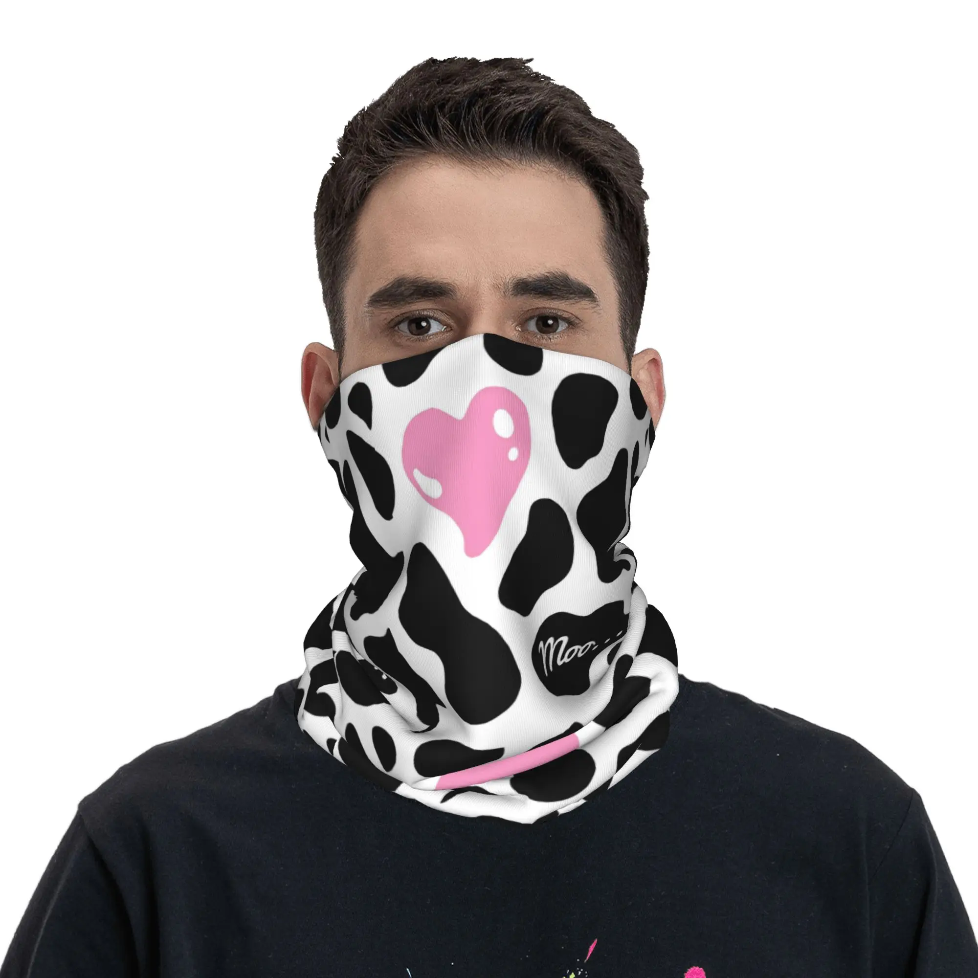 Cow skin pattern Bandana Neck Cover Printed Wrap Mask Scarf Warm Balaclava Cycling Unisex Adult