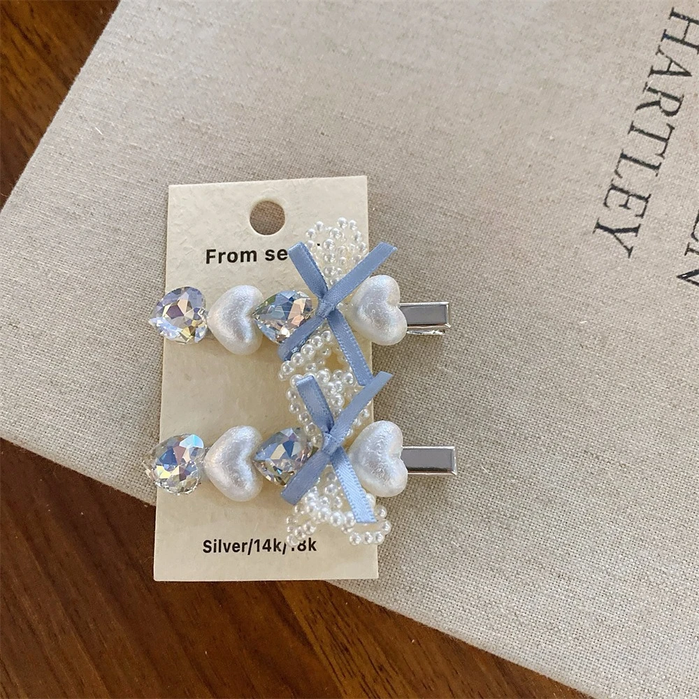 2 Stücke Sanfte Perle Kristall Haarnadel Fee Stil Seitenclip Frauen Täglich Datum Kleid Haarschmuck Süße Haarschleifen für Mädchen – Detail 13