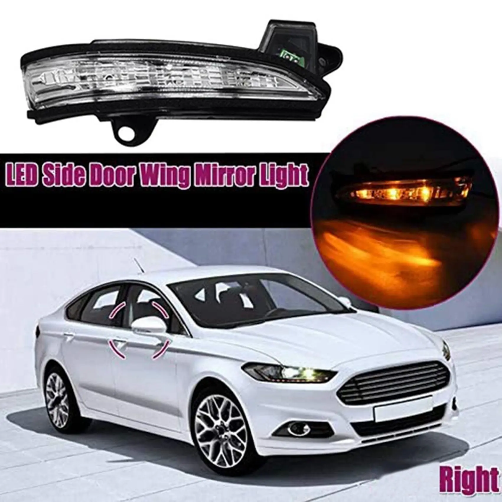 

Световой сигнал поворота для бокового зеркала заднего вида автомобиля Ford Mondeo Fusion 2013-2020-AD39