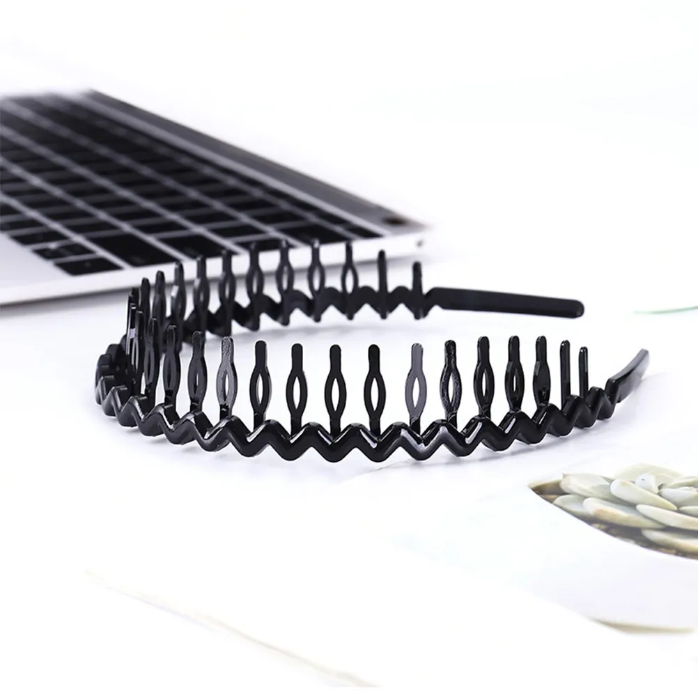 

12Pcs Durable Hair Hoop Toothed Headband Fashion Unisex Multi-Purpose Hairband Black Face Cleaning Hair Clasp for Women Men