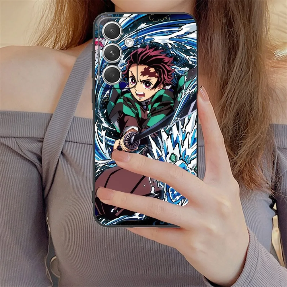 Demon Slayer Tanjiro Mobile Phone Case for Samsung Galaxy S24 S23 S22 S21 S10 S9 S8 Plus Ultra Black Soft Phone Cover Shell