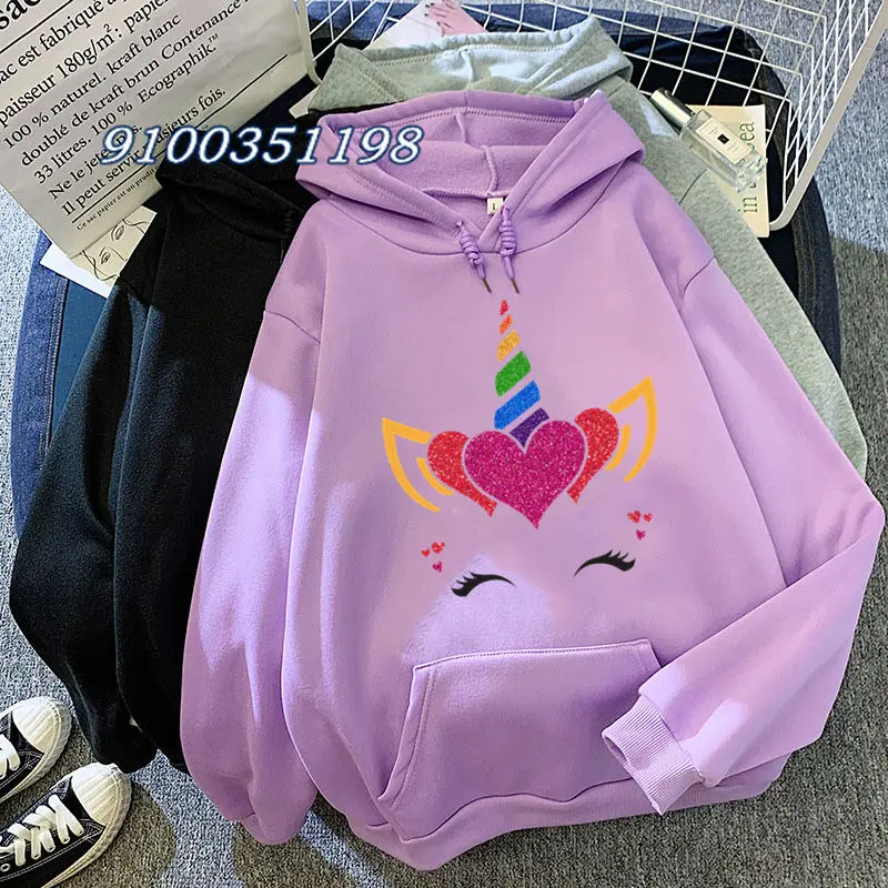 

Cute Cartoon Baby Unicorn Print Clothes Funny Long Sleeve Casual Pullover Girl 2022 Personality Hoodies Crewneck Sweatshirt