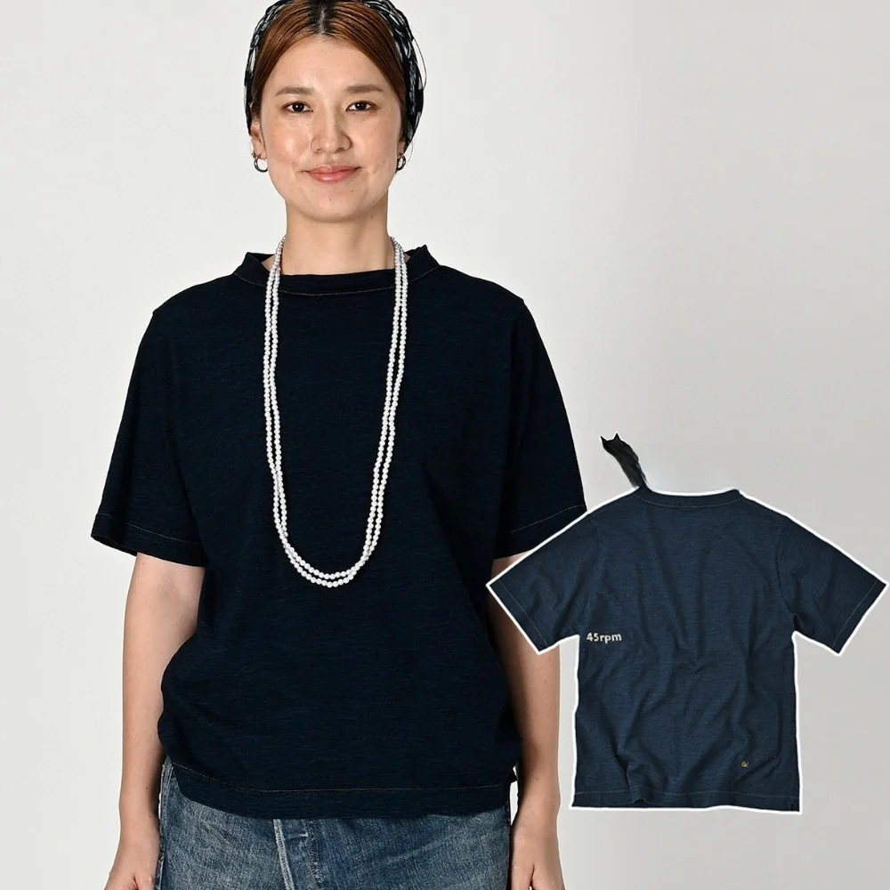 

Japanese Sle Loose Cotton T-irt Embroidered 45 Letters Denim Casual Versatile ex ort Sve round Ne Top