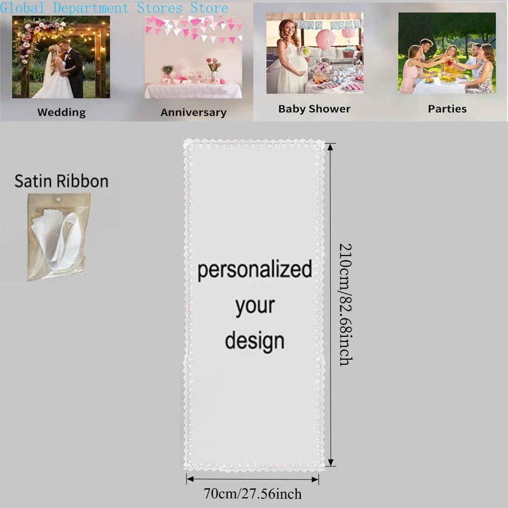 2D FLAT 1pc Custom Lace Wedding Welcome Banner, Lace Fabric Sheer Tulle Ceremony Banner, Romantic Reception Decor
