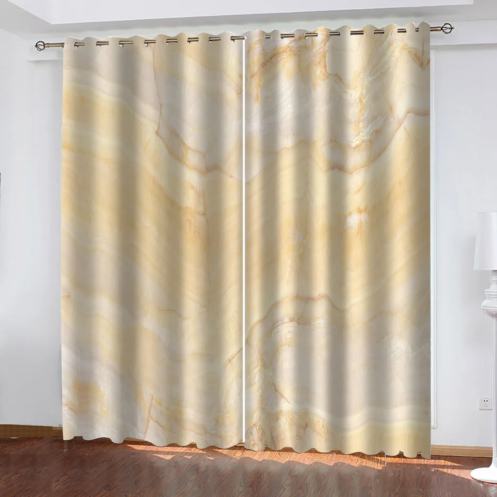 Customized Luxury Living Room Decoration Marble Texture 3D Cheap Modern Bedroom Winodw Blackout Curtains Set 2 Pieces Free Ship