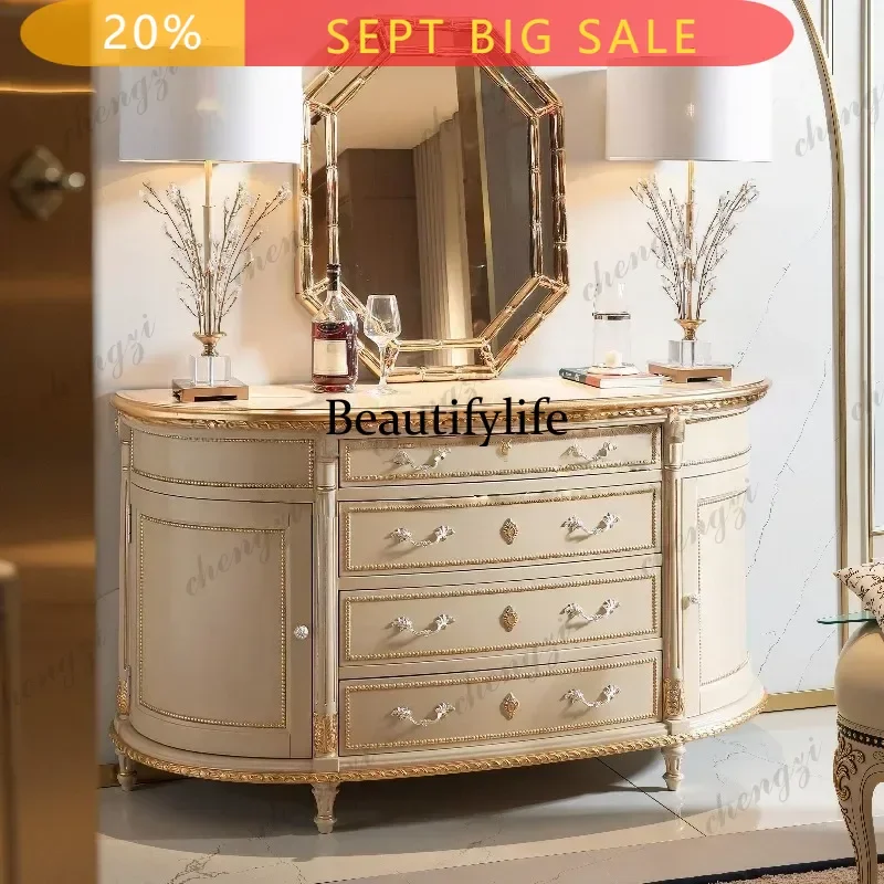 White Nordic Living Room Cabinets Classic Retro Wooden Storage Living Room Cabinets Drawers Arched Meuble Rangement Furniture