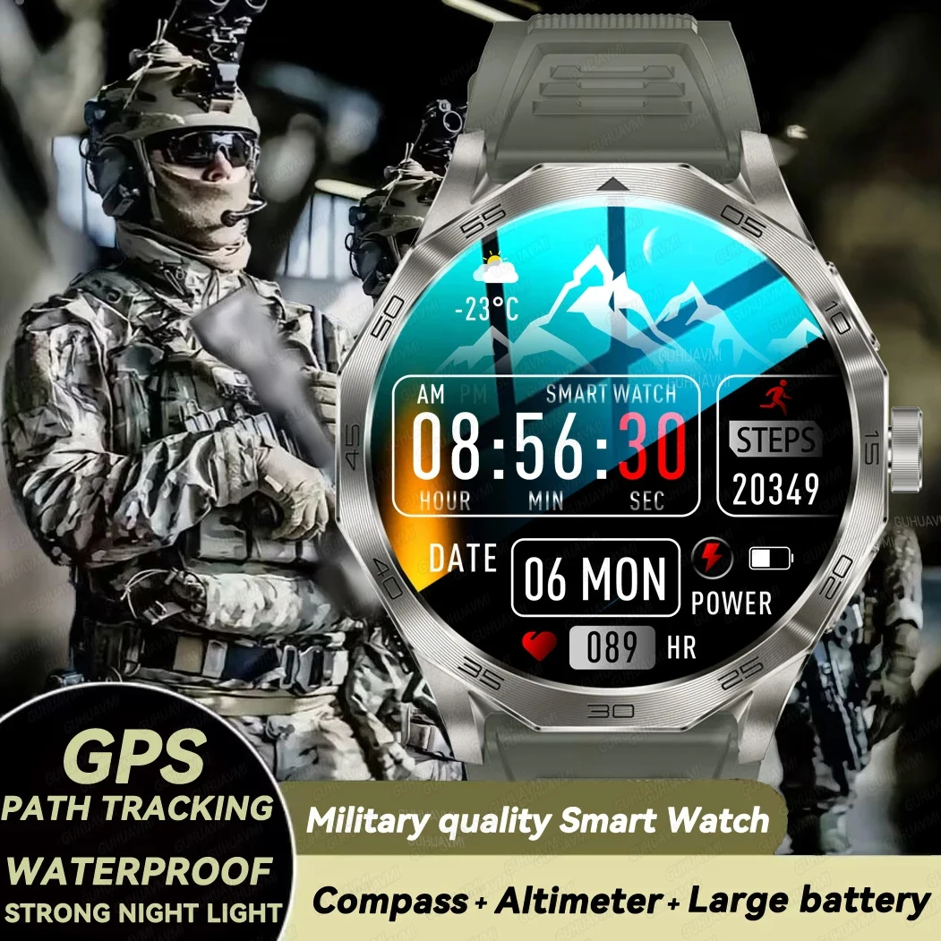 2024 For OPPO New Military available 1.85Inch GPS Sports Bluetooth Call Watch Compass Professional outdoor Waterproof Smartwatch