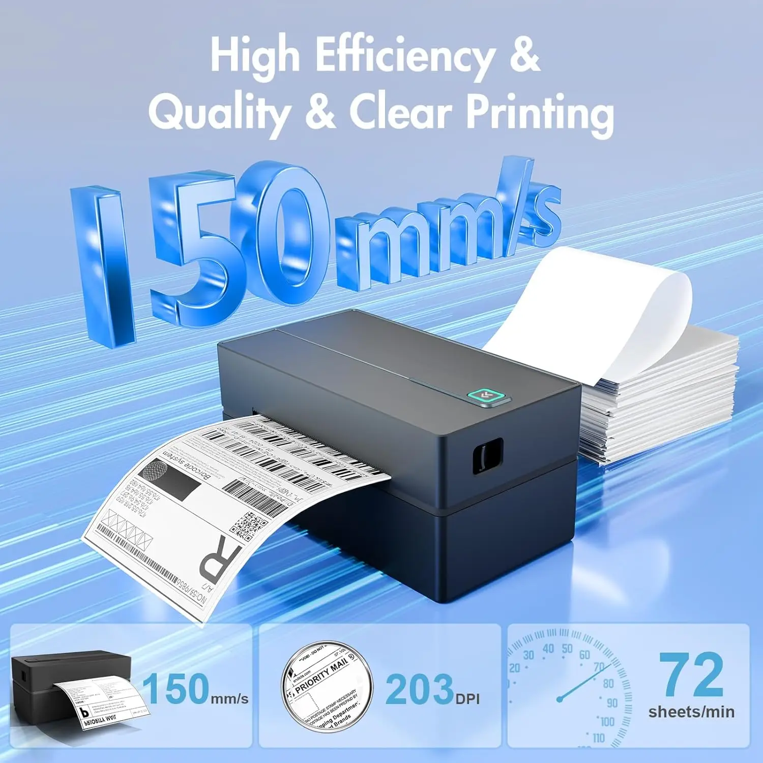 Bluetooth 4x6 shipping label thermal printer compatible with Android iPhone Windows Mac Amazon Ebay UPS USPS FedEx Shopify