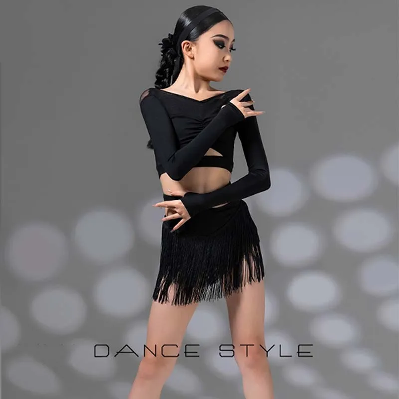 Latin Dance Professional Competition Suit Tango Standard Dress Girls Performance Stage Costume Practice Clothes Skirt New AMY554