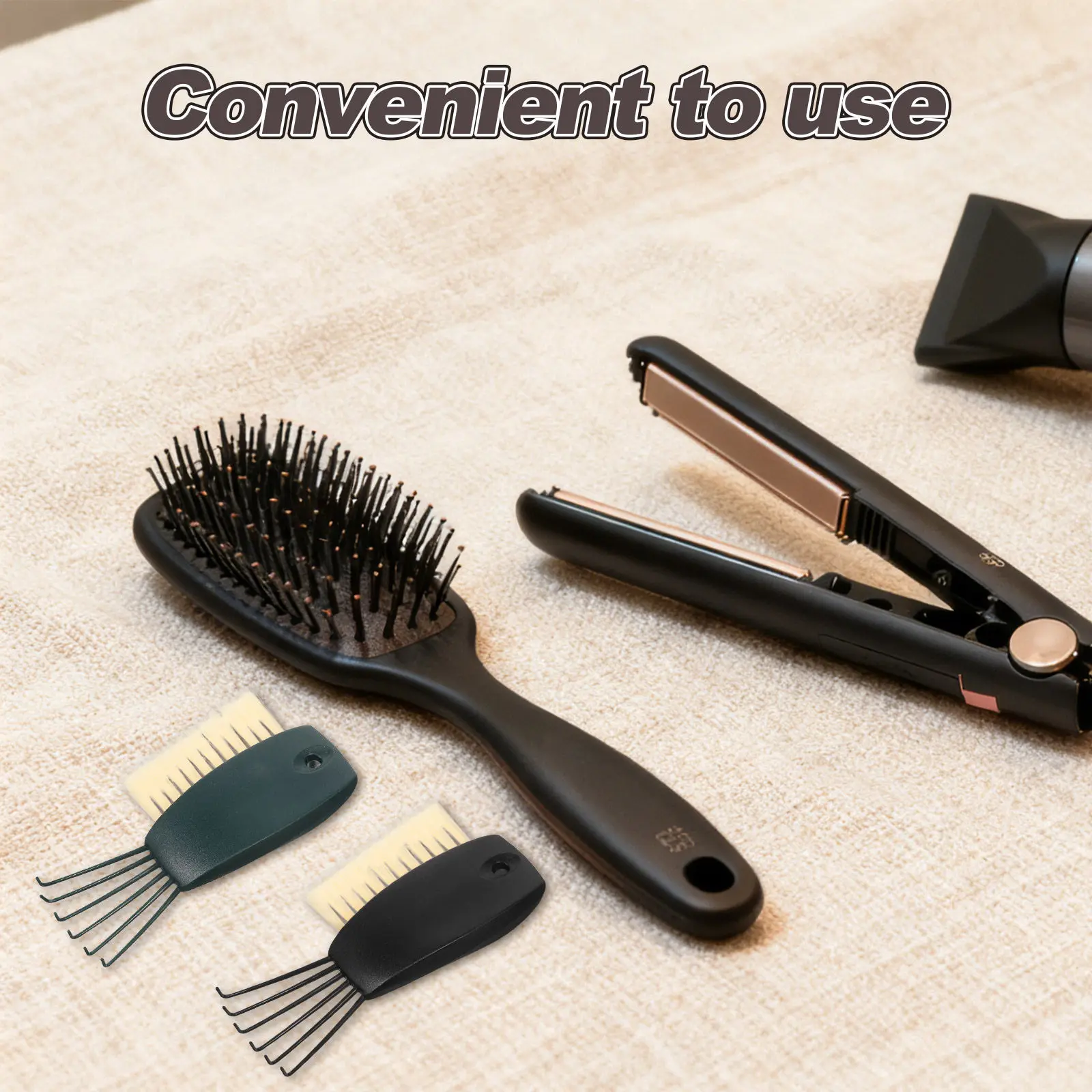

3Pcs Hair Comb Cleaning Brush Flexible Bristles Barbers Hairbrush Remover Ergonomic Handle Home Use