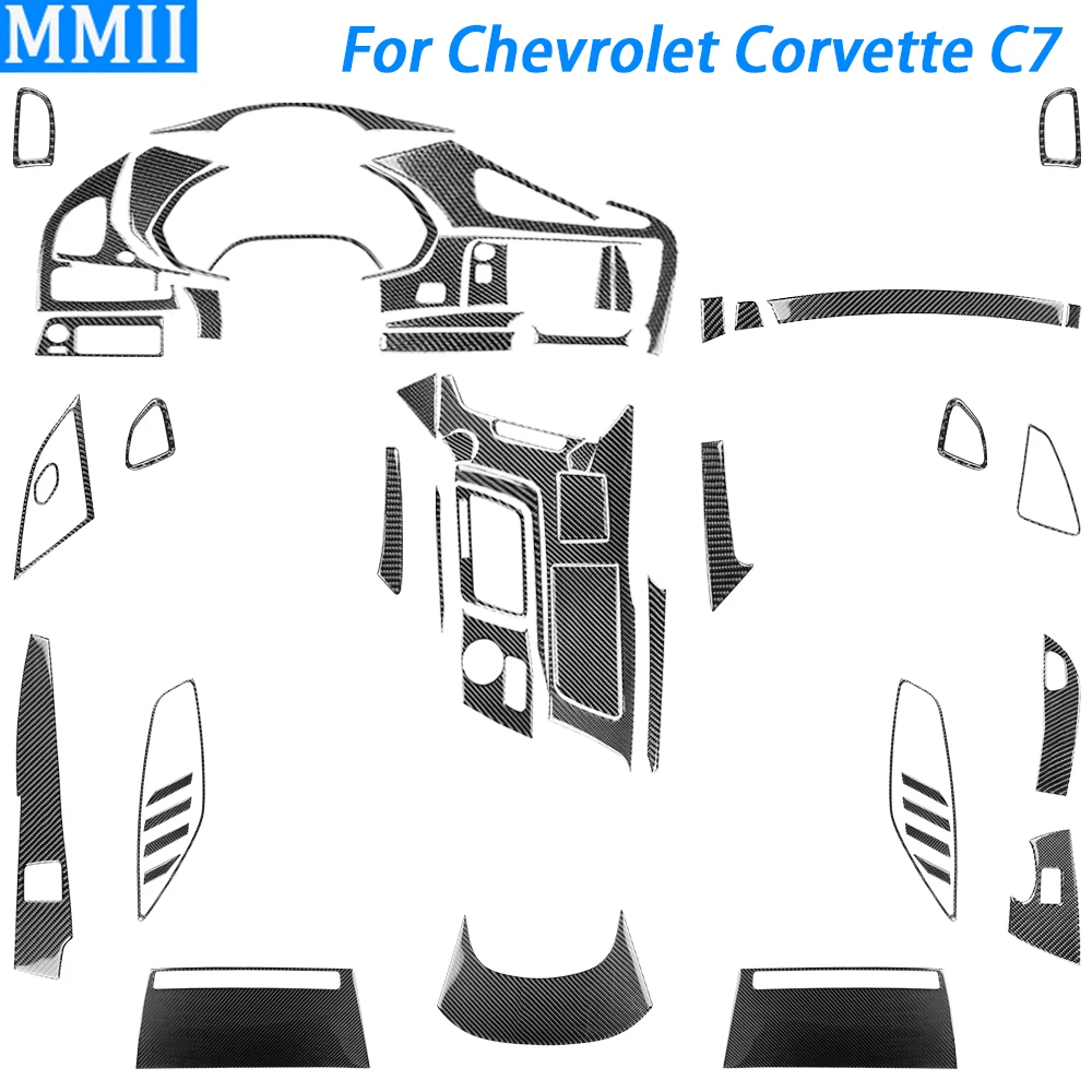 For Chevrolet Corvette C7 2014-19 Carbon Fiber Gear Shift Air Outlet Speedometer Dashboard Set Car Interior Accessories Sticker