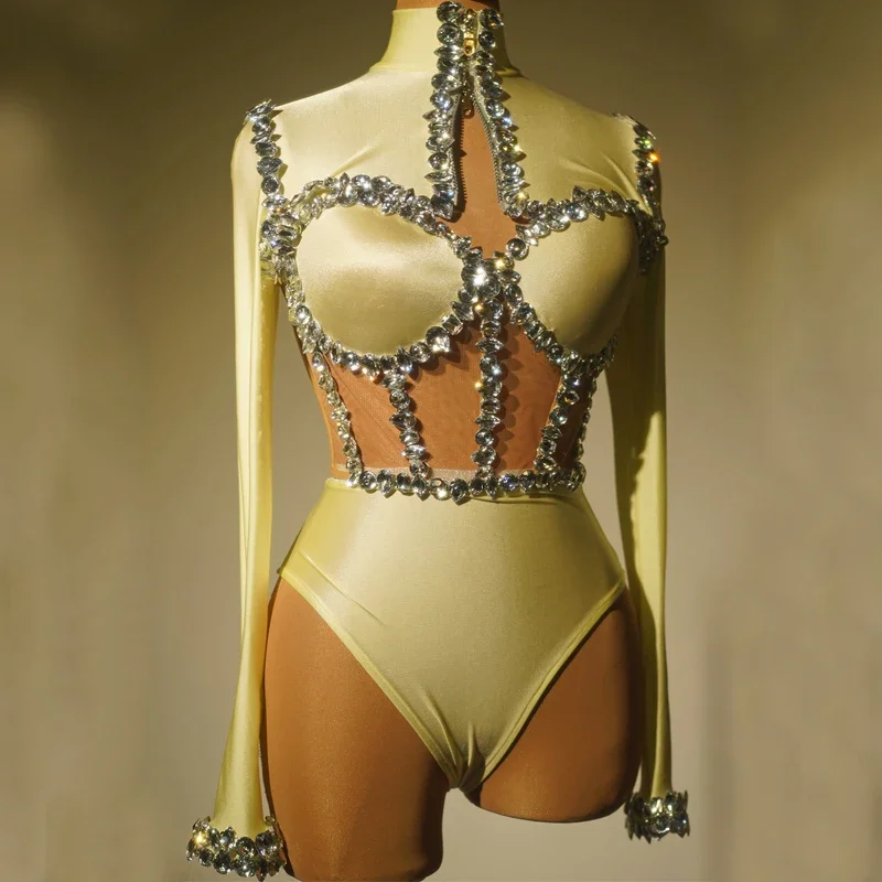 عرض الحفلات سحب الملكة الزي النساء الراين تمتد ارتداءها مثير القطب الرقص الملابس Dj Ds Gogo راقصة زي الهذيان ارتداء