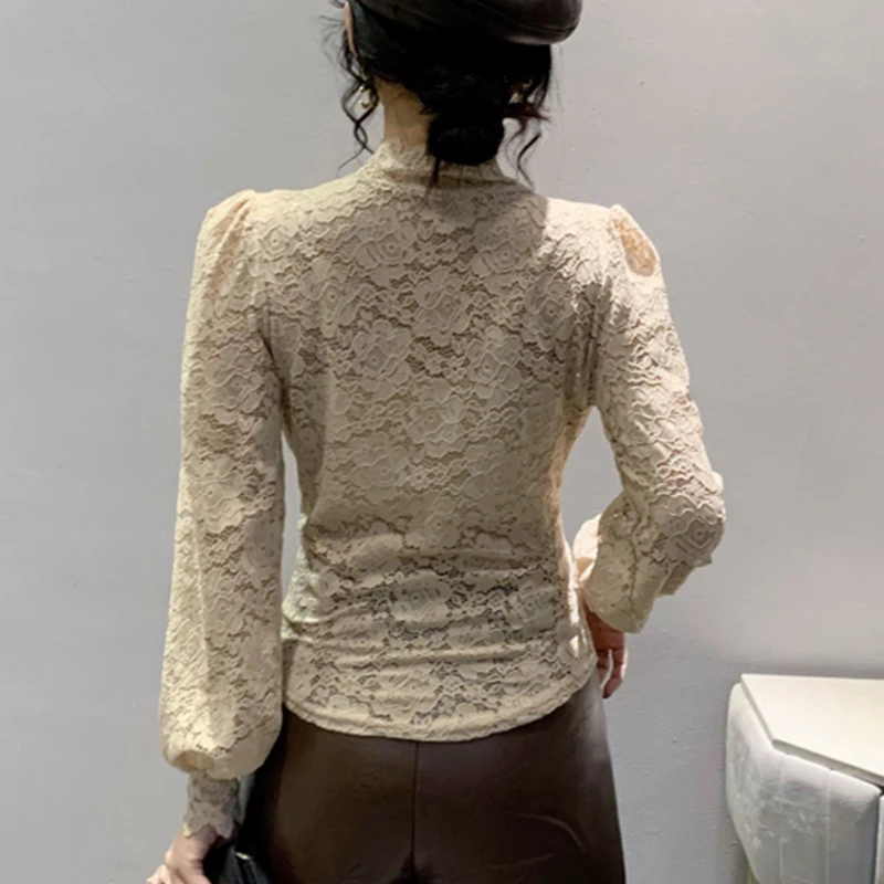 New,European,Clothes,T-Shirt,Chic,Sexy,V-Neck,Hollow out,Lace,Women,Tops,Long Sleeve,Patchwork,Bottoming Shirt,Slim,Tees,59024