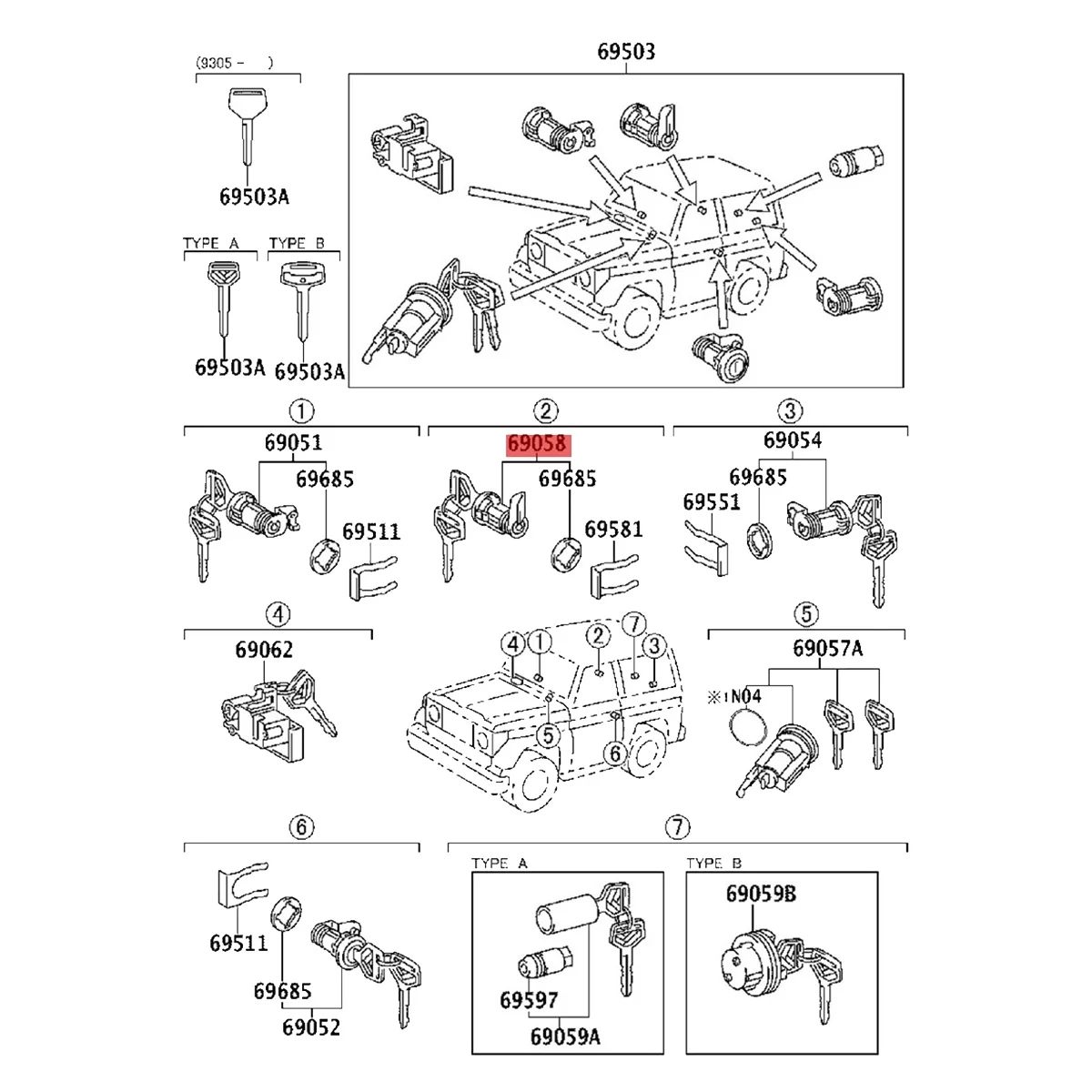 Blokady siłowników korek paliwowy dla Toyota wszystkie Hilux / 4-Runner Diesel modele z Twise typu Cap 69058-60071 6905860071