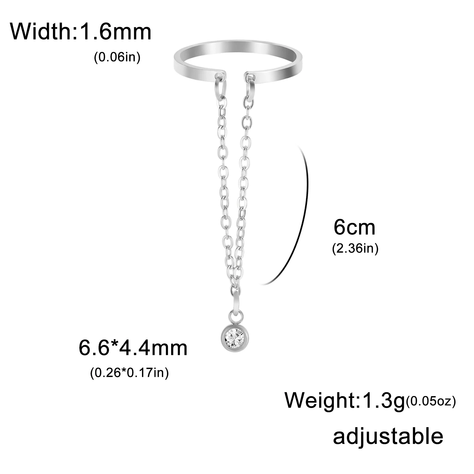 Couple's Open Ring with Heart Zircon Charm
