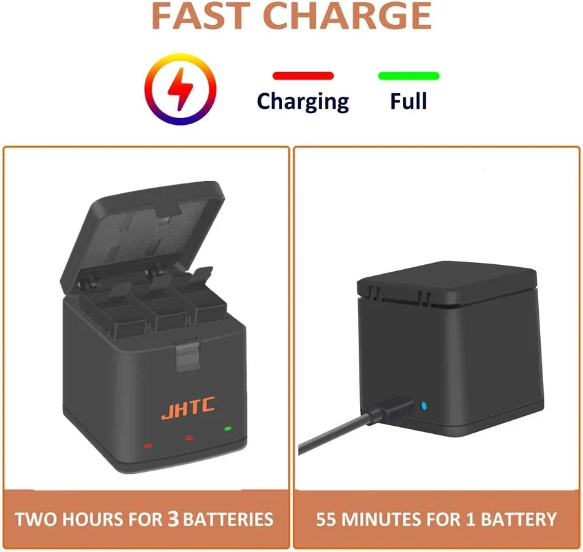 Bateria 1500mah para gopro hero 8 gopro hero 7 baterias pretas para hero 8 hero 7 hero 6 hero 5 acessórios para câmera carregador