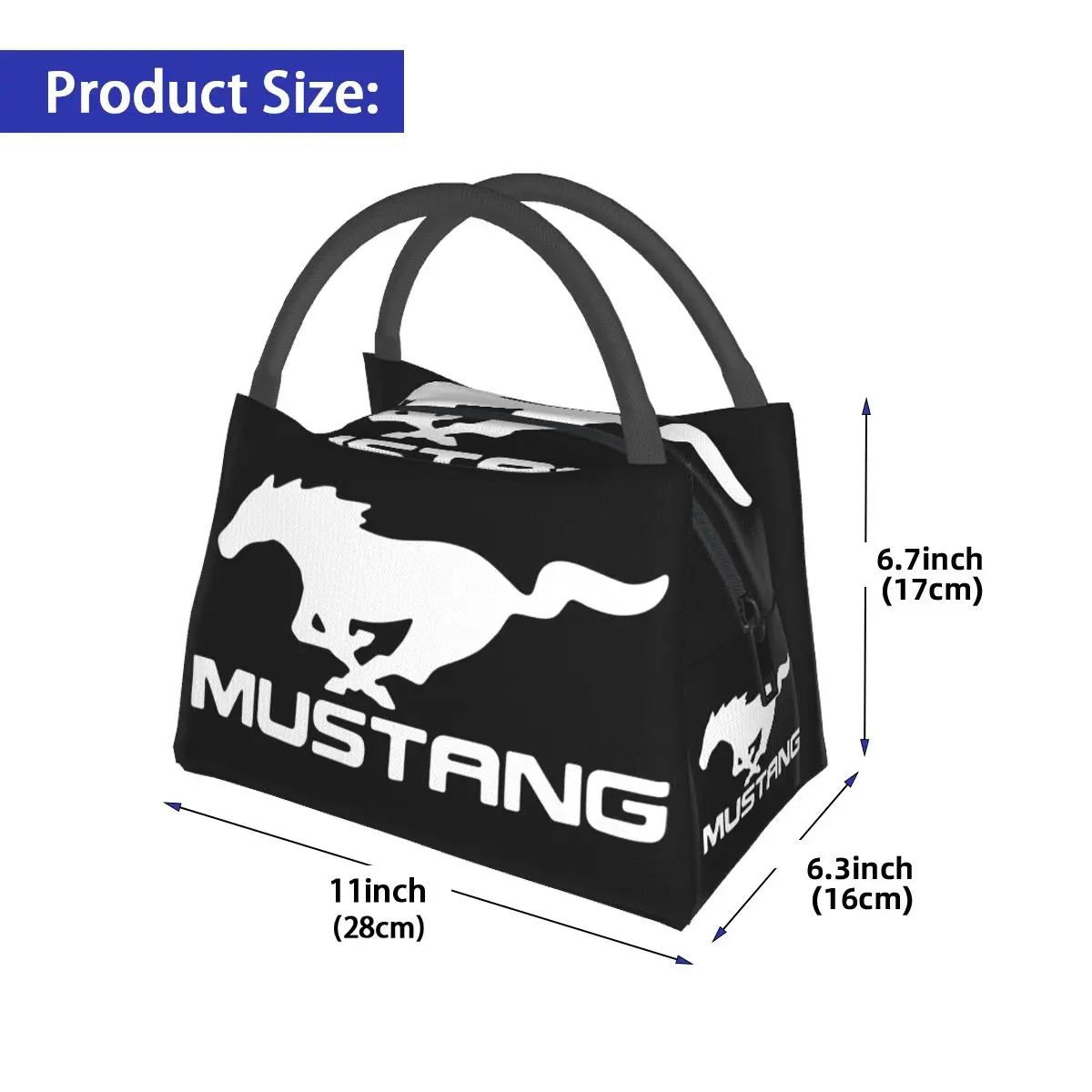 Bolsa de aislamiento portátil con logotipo de MUSTANG, contenedor Pinic de oficina para alimentos más frescos