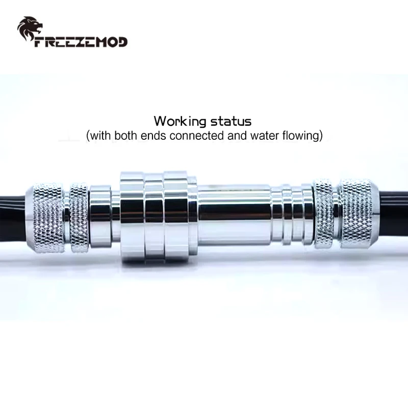 FREEZEMOD ZSZT-T1 ,Water Stop Quick-Disconnected Pass-Through Two Ends Disconnect Water Stop Connecting,G1/4''BLack / Silver