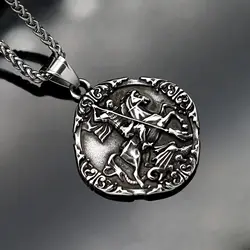 New Jewelry Viking War Horse Greek Latin Knights stainless steel Templar Exquisite Commemorative Seal Pendant Necklace