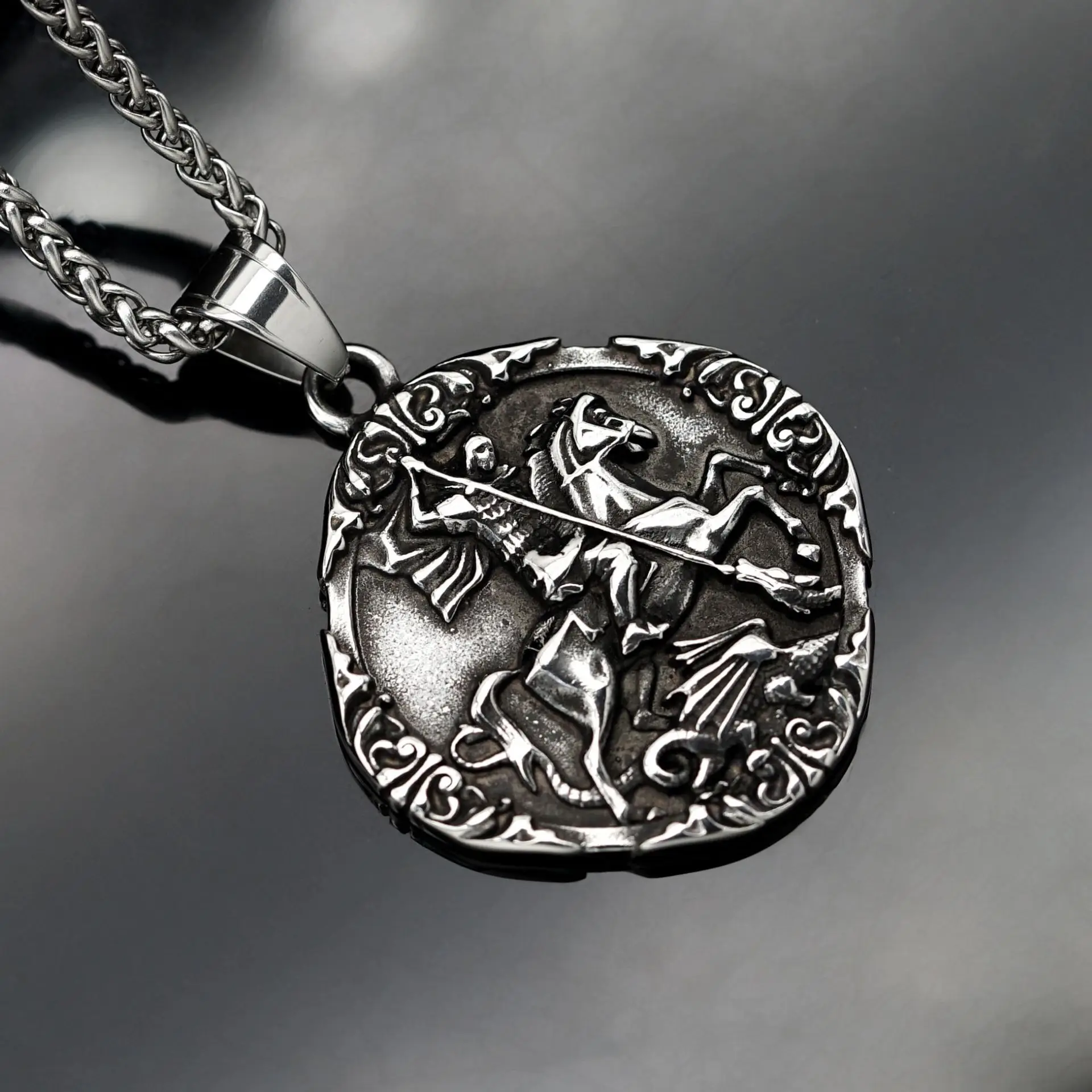 New Jewelry Viking War Horse Greek Latin Knights stainless steel Templar Exquisite Commemorative Seal Pendant Necklace