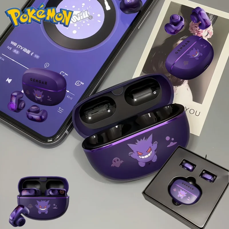 Gengar pokemon anime esporte sem fio fones de ouvido bluetooth alta fidelidade estéreo clipe estilo alta resistência presentes na moda para jogadores