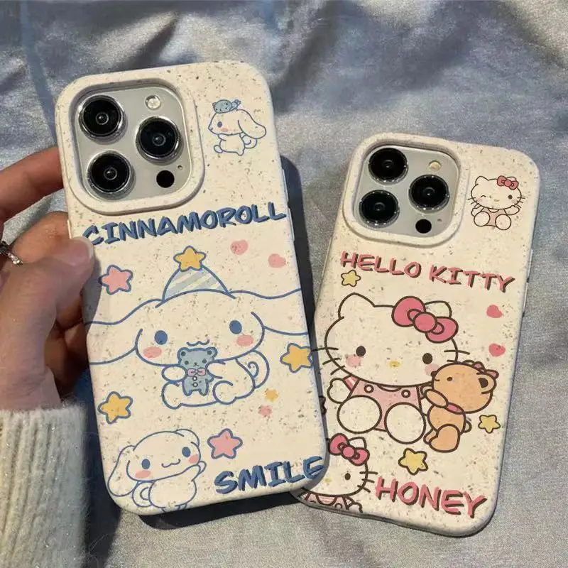 جراب هاتف Kawaii Hello Kitty ، غطاء واقي إبداعي للفتاة ، موضة أنيمي ، سانريو سينامورول ، 11 ، 12 ، 13 ، 14 ، 15 برو ماكس