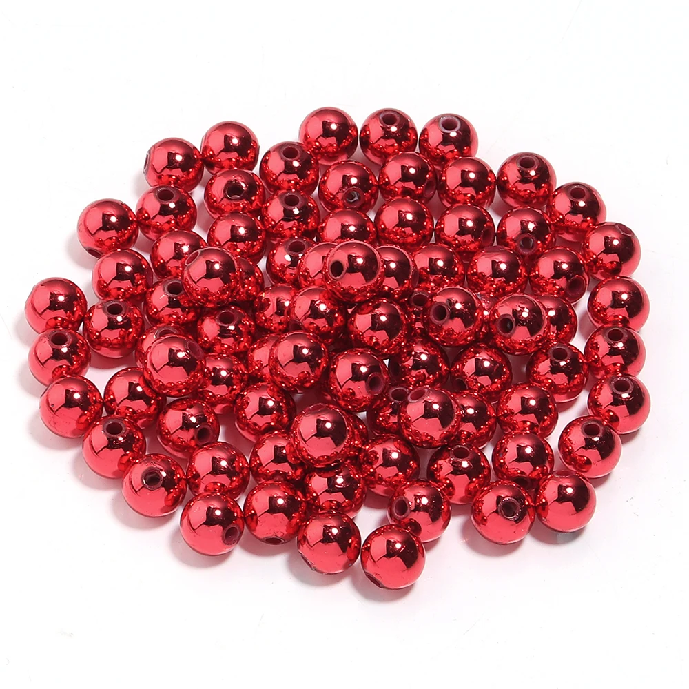 50-200 teile/los 6 8 10 12mm Weihnachten Farbige Acryl Perlen Lose Spacer Runde Perlen Für DIY Weihnachten armband Halskette Zubehör – Detail 6