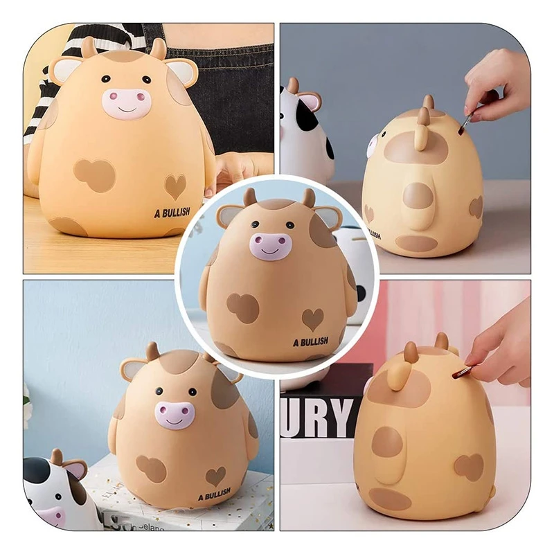 FULL-Piggy Bank,น่ารักวัวเงินBankสําหรับชายและหญิง,เด็กShatterproof Coin Bank,วันเกิดที่ดีที่สุดสําหรับเด็ก