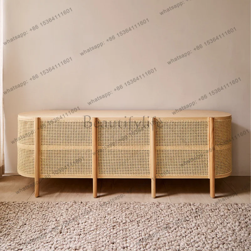 

Nordic solid wood living room modern simple floor cabinet combination locker