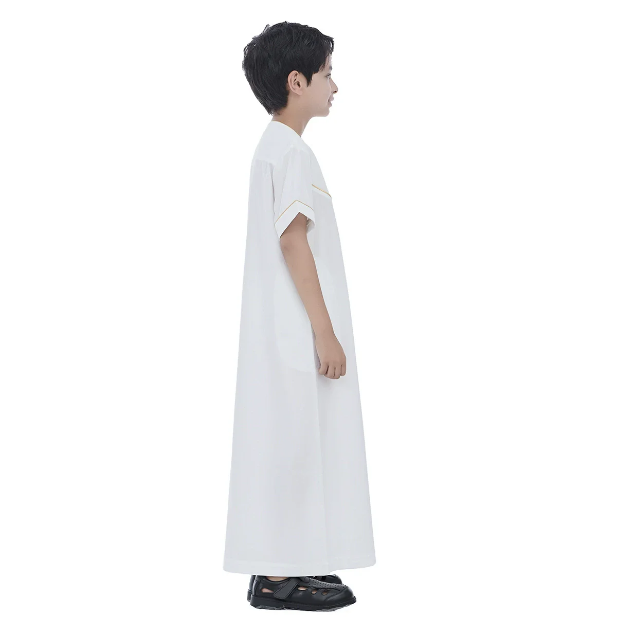 Ramadan Boys Jubba Thobe Muslim Fashion Abayas Middle East Arab Kaftan Short Sleeve Robe Dubai Islamic Clothing Child Long Dress