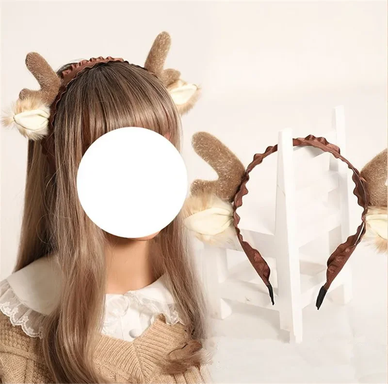 Mori Girl – oreilles de cerf d'élan de noël Lolita, avec bandeau à nœud, pince à cheveux, accessoires pour cheveux KC B1621