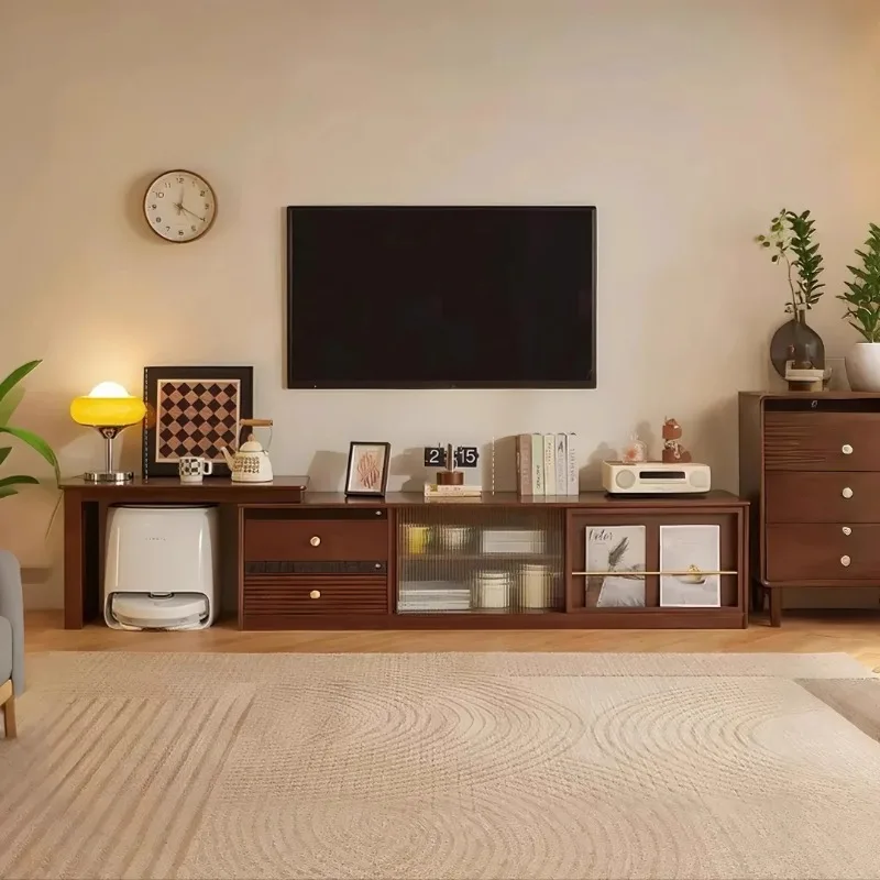 حامل تلفزيون مع مدفأة كهربائية، حامل تلفزيون مثبت على الحائط، أثاث موفر للمساحة لطاولات القهوة المنزلية لغرفة المعيشة