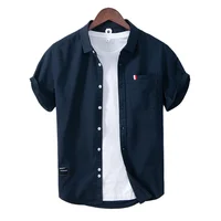 Algodón puro, moda para hombres, negocios, cómodo, delgado, estilo británico, juvenil, color sólido, trabajo, ocio, toda la camisa de algodón transpirable