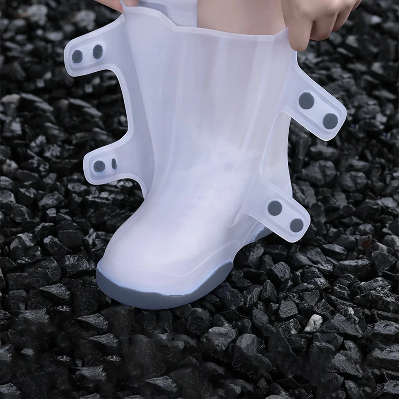 

Waterproof shoes covers reusable silicone rain shoe protector unisex men and women double button big mouth shoe waterproof cover