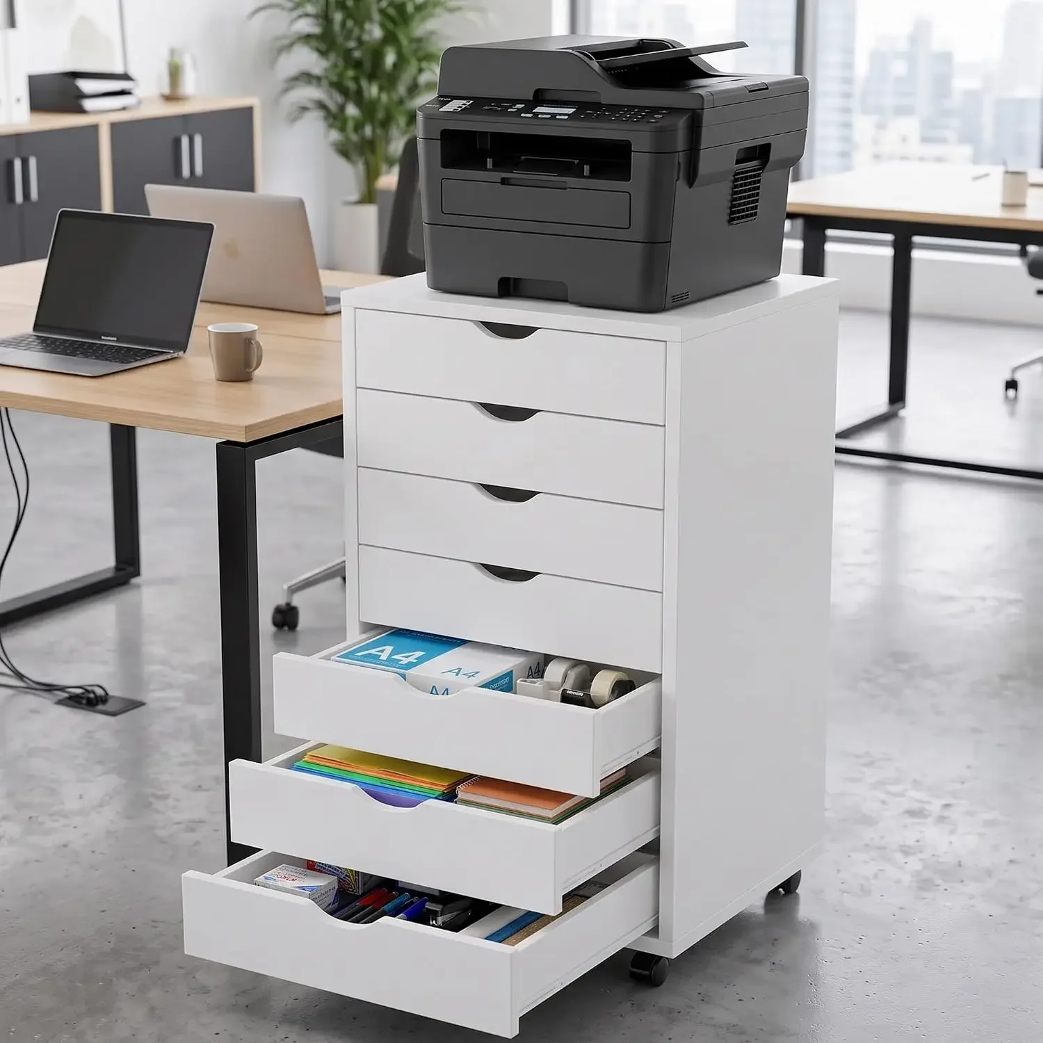 7 Drawer Mobile File Cabinet, Office Storage Cabinet, with Drawers | 7 Drawers Office Storage Cabinet with Wheels, Mobile File
