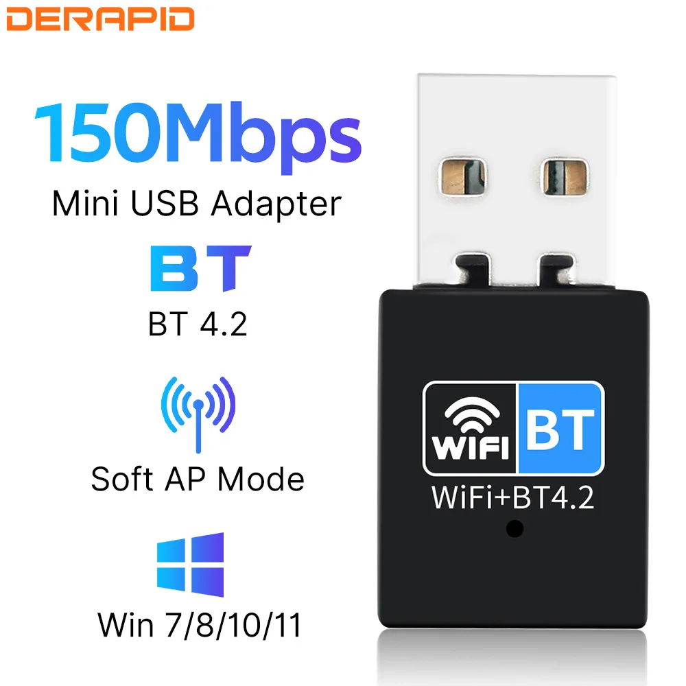 

150M Wifi Bluetooth Adapter Mini USB WIFI Dongle Network Card 2.4GHz Wi-Fi Lan Adapter PC Laptop 150M Singal Receiver For Win10