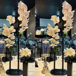 Black Tall Cylinder Metal Floor Vase, 2 Heads, Simple Style, Home Decor, Flower Vases, Centerpieces for Flower Stand, 10Pcs