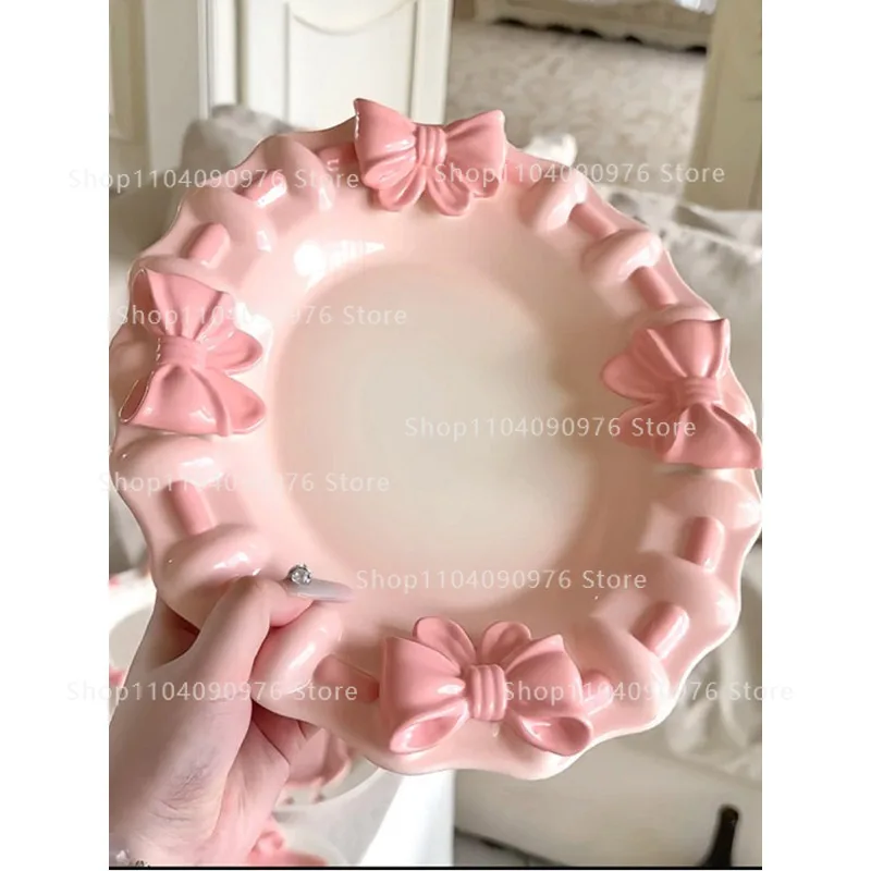 

Керамическая десертная тарелка Bow Relief с французской вышивкой в роскошном стиле для подарка