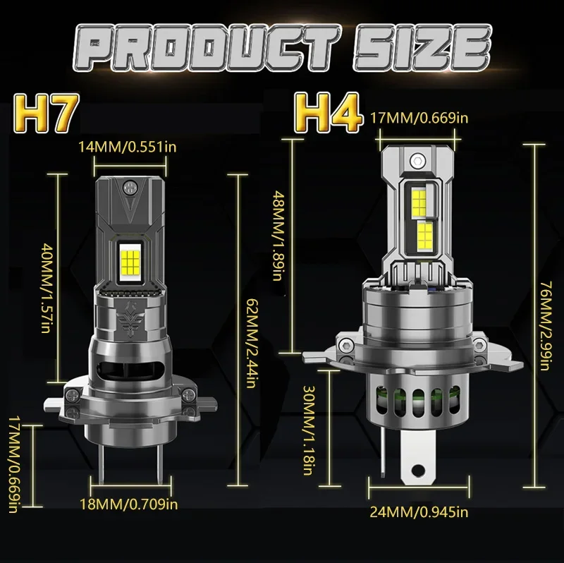 H7 H4 Led Canbus Lichter 1:1 Mini Größe Auto Scheinwerfer Mit Lüfter 800000LM Super Helle Drahtlose Turbo Nebel Birne 6000K Automobil Lampe – Detail 6