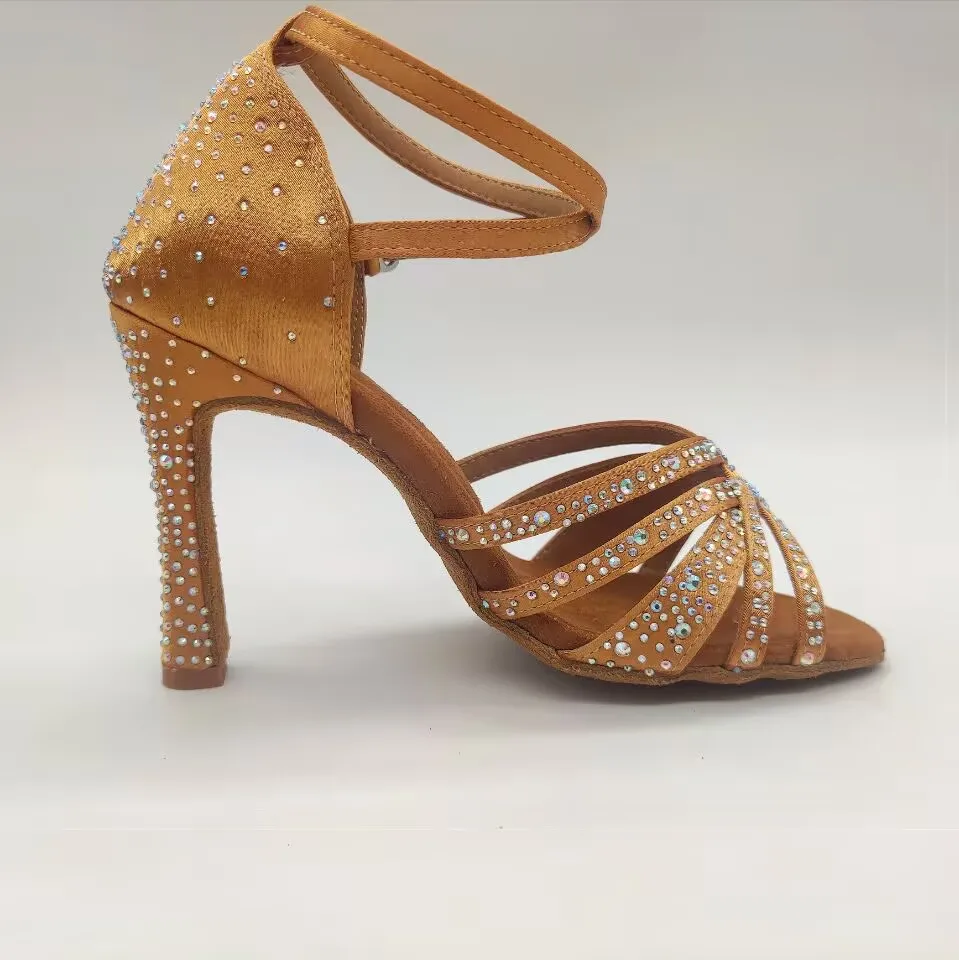 Evkoodance Vrouwen Dansschoenen Strass Latin Dansschoenen Meisje Praktijk 10Cm Latin Salsa Balllroom Aanpassen Feest Dansschoenen