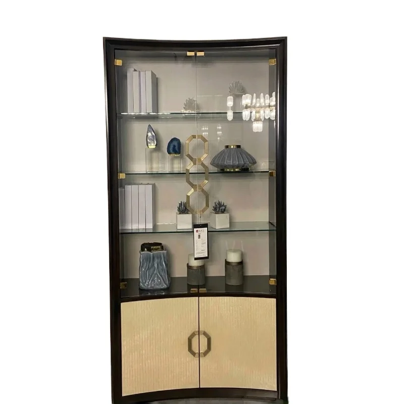 

American light luxury solid wood wine cabinet urban French retro living room wall display cabinet