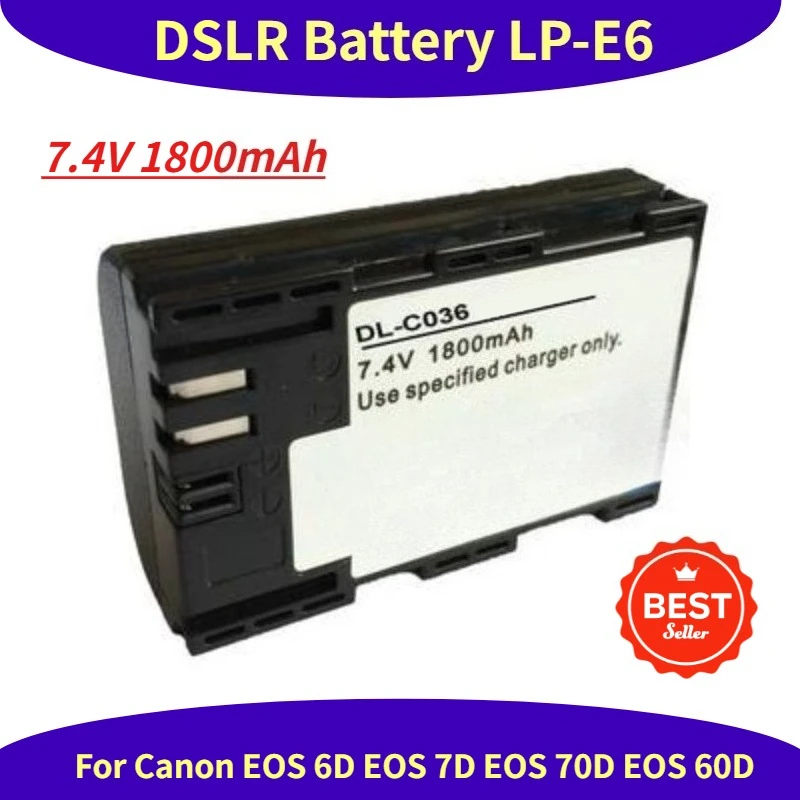 

7.4V 1800mAh DSLR Battery LP-E6 for Canon EOS 6D 7D 70D 60D