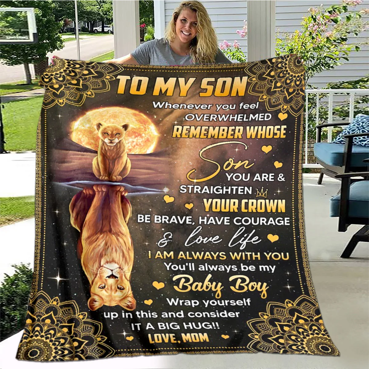 Son Blanket From Mom Dad To My Son Tigers wolf lion Blanket For Son Full Size Gift For son Leisure watching TV Sofa bed Blanket