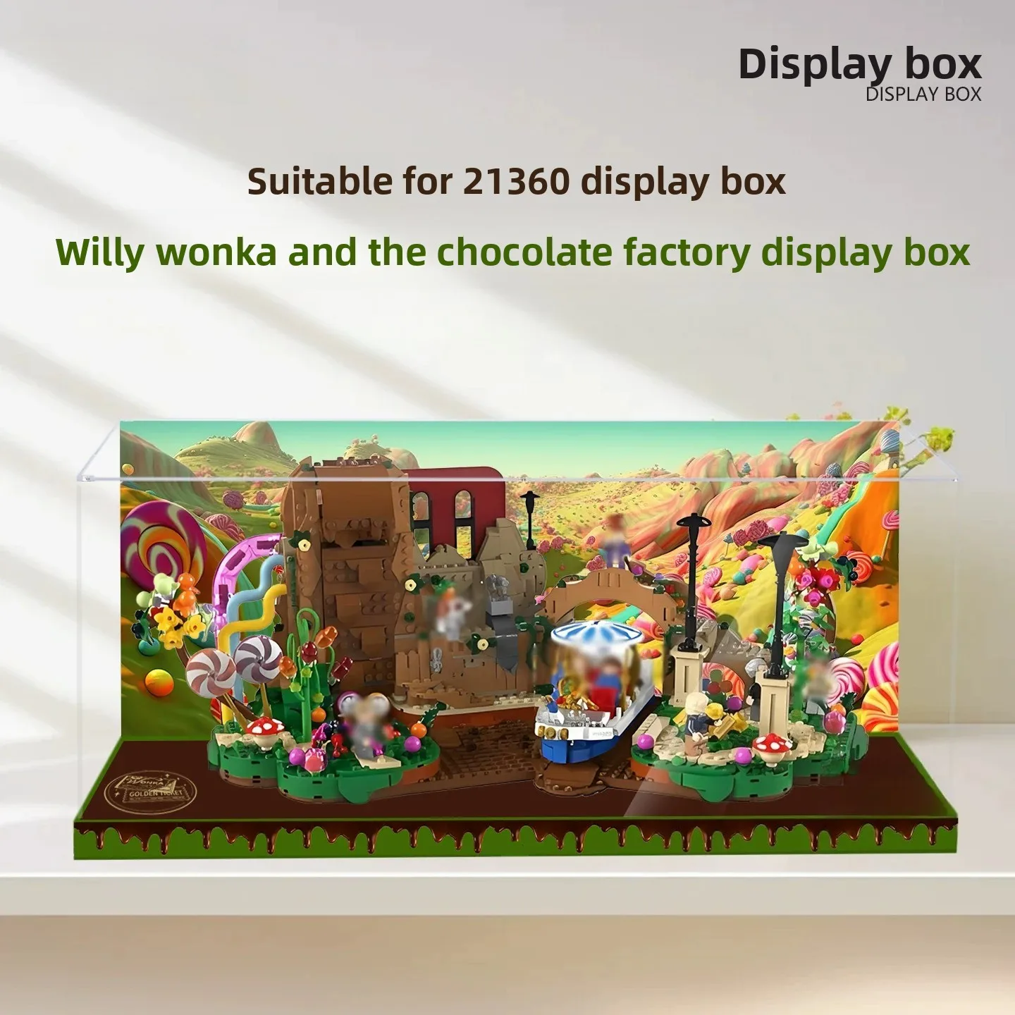 High-definition transparent display and storage case for LEGO 21360 Willy Wonka & the Chocolate Factory