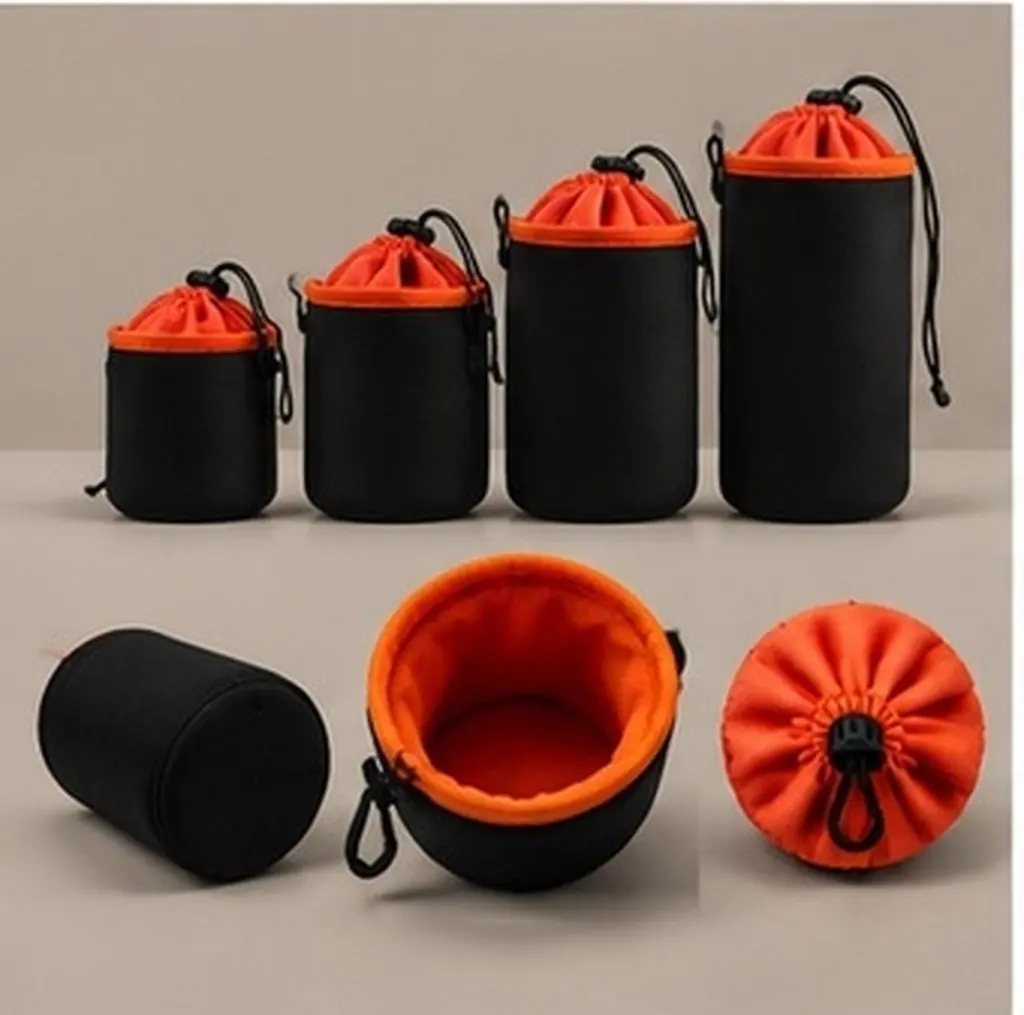 4Pcs Camera Lens Storage Bags Waterproof Dustproof Scratch Resistant Drawstring Design Thick Interior for All Dslr Mirrorless